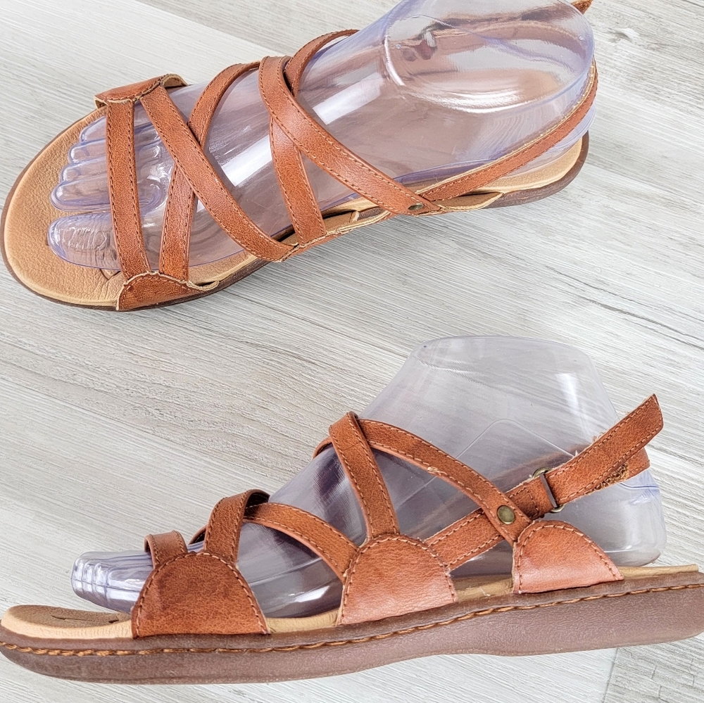 B.O.C. Altheda Tan Vegan Leather Open Toe Strappy Sandals Size 7